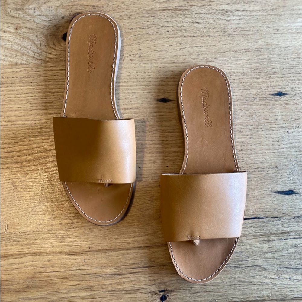 Madewell Tan Leather Slide Sandals